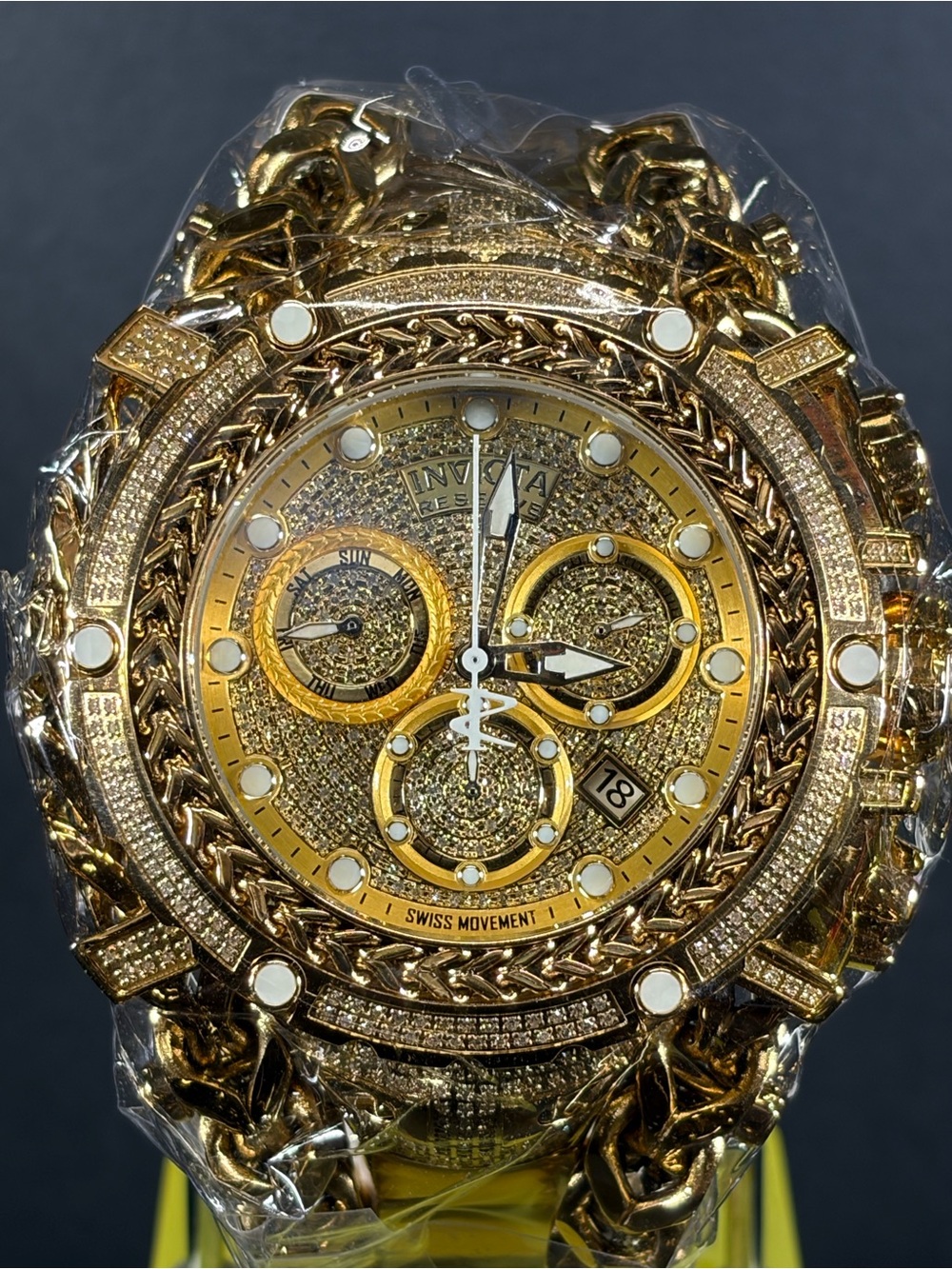 Invicta Reserve Gladiator 37344 58mm 2.92 CTW 696 Genuine Diamonds Gold